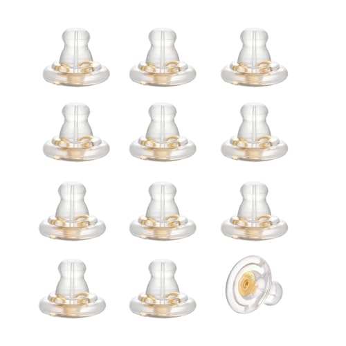 Transparente Silikon-Ohrring-Verschlüsse für hängende Ohren und Ohrstecker mit goldfarbenen Verschlussverschlüssen, hypoallergen, weiche Anti-Allround-Stopper, Unisex (goldfarbene Silikon-Verschlüsse Transparente Silikon-Ohrring-Verschlüsse für hängende Ohren und Ohrstecker mit goldfarbenen Verschlussverschlüssen, hypoallergen, weiche Anti-Allround-Stopper, Unisex (goldfarbene Silikon-Verschlüsse von JBUJBU
