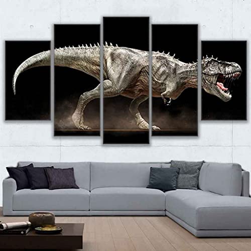 JBUTXE 5 Teiliger Kunstdruck auf Leinwand, Leinwand zum Bemalen, Wandbild, Tier Dinosaurier Öl - Bilder für Zuhause, Moderne Dekoration für Wohnzimmer Schlafzimmer 100x50cm (B x H) von JBUTXE