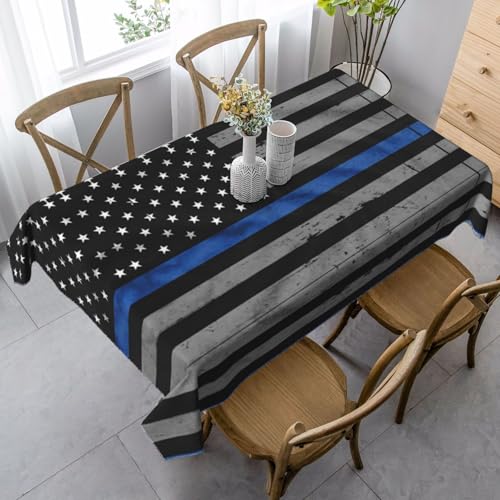 JBYJBX Amerikanische Tischdecke mit dünner blauer Linie, rechteckig, für Esszimmer, Party, Innen- und Außenbereich, dekorative Tischdecke JBYJBX Amerikanische Tischdecke mit dünner blauer Linie, rechteckig, für Esszimmer, Party, Innen- und Außenbereich, dekorative Tischdecke von JBYJBX