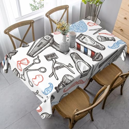 JBYJBX Barber Shop Tischdecke, einfarbig, bedruckt, rechteckig, für Esszimmer, Party, Innen- und Außenbereich, dekorative Tischdecke von JBYJBX
