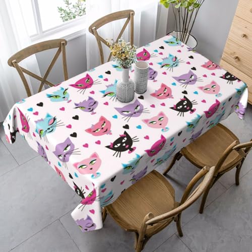 JBYJBX Carttoon Rechteckige Tischdecke mit Katzendruck, für Esszimmer, Party, Innen- und Außenbereich, dekorative Tischdecke JBYJBX Carttoon Rechteckige Tischdecke mit Katzendruck, für Esszimmer, Party, Innen- und Außenbereich, dekorative Tischdecke von JBYJBX