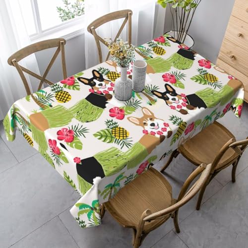 JBYJBX Corgi Tischdecke, Motiv: tropischer Sommer, Ananas, rechteckig, für Esszimmer, Party, Innen- und Außenbereich, dekorative Tischdecke JBYJBX Corgi Tischdecke, Motiv: tropischer Sommer, Ananas, rechteckig, für Esszimmer, Party, Innen- und Außenbereich, dekorative Tischdecke von JBYJBX