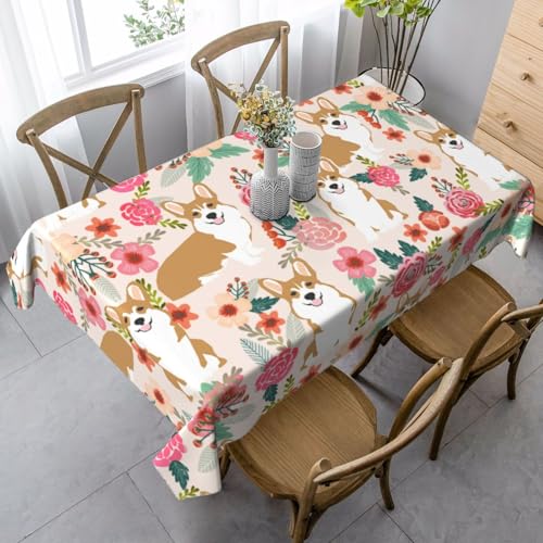 JBYJBX Corgi Tischdecke, rechteckig, Blumenmuster, Frühlingsgarten, für Esszimmer, Party, Innen- und Außenbereich, dekorative Tischdecke JBYJBX Corgi Tischdecke, rechteckig, Blumenmuster, Frühlingsgarten, für Esszimmer, Party, Innen- und Außenbereich, dekorative Tischdecke von JBYJBX