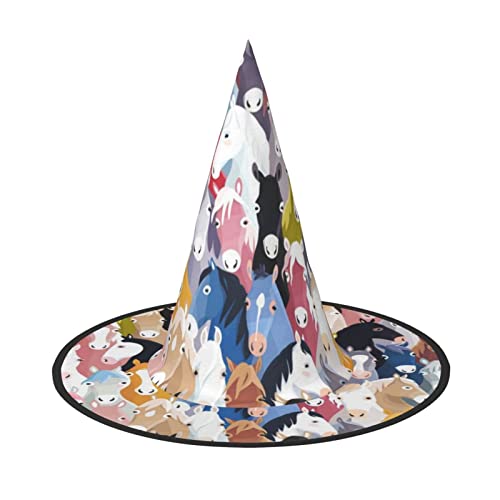 JBYJBX JbyjbxColorful Cartoon Pferde Druck Karneval Halloween Hexenhut Motto-Partys Hut Cosplay Maskerade Urlaub Dekor von JBYJBX