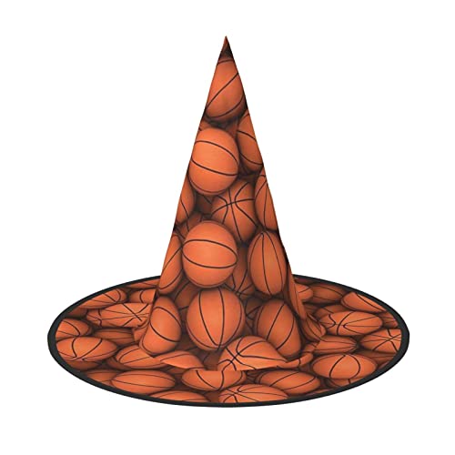 JBYJBX Jbyjbxbasketball Hexenhut mit orangefarbenem Druck, Karneval, Halloween, Motto-Partys, Hut, Cosplay, Maskerade, Urlaubsdekoration von JBYJBX