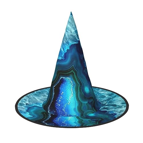 JBYJBX Jbyjbxbright Aqua Blue Print Karneval Halloween Hexenhut Motto-Partys Hut Cosplay Maskerade Urlaub Dekor von JBYJBX