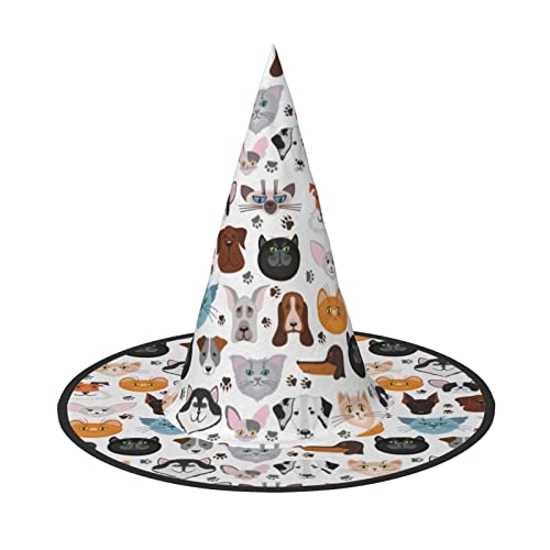 JBYJBX Jbyjbxcartoon Katze und Hund Druck Karneval Halloween Hexenhut Motto-Partys Hut Cosplay Maskerade Urlaub Dekor von JBYJBX