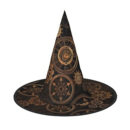 JBYJBX Jbyjbxgears Uhr Bronze Century Print Karneval Halloween Hexenhut Motto-Partys Hut Cosplay Maskerade Urlaub Dekor von JBYJBX