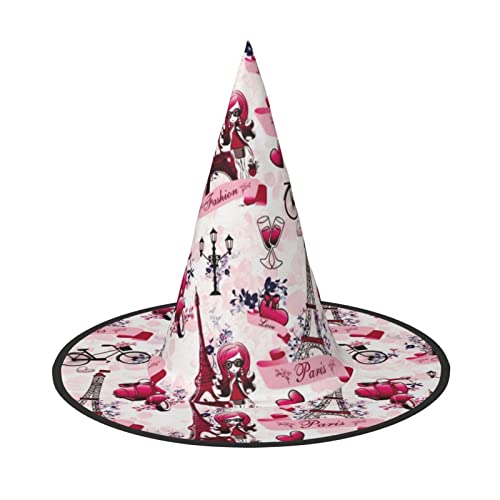 JBYJBX Jbyjbxparis Eiffelturm Frankreich Druck Karneval Halloween Hexenhut Motto-Partys Hut Cosplay Maskerade Urlaub Dekor von JBYJBX