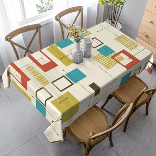 JBYJBX Rechteckige Tischdecke aus der Mitte des Jahrhunderts, moderner Druck, für Esszimmer, Party, Innen- und Außenbereich, dekorative Tischdecke von JBYJBX