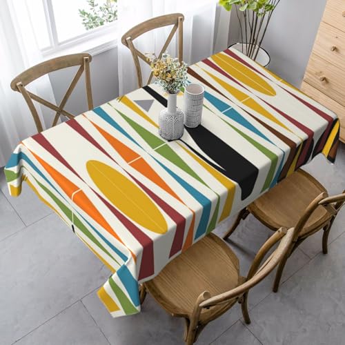 JBYJBX Rechteckige Tischdecke aus der Mitte des Jahrhunderts mit modernem Katzendruck, für Esszimmer, Party, Innen- und Außenbereich, dekorative Tischdecke von JBYJBX