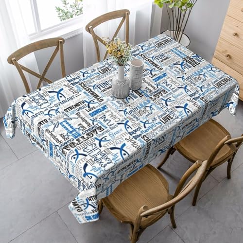 JBYJBX Rechteckige Tischdecke für Esszimmer, Party, Innen- und Außenbereich, Motiv: Gymnastik, Blau, dekorative Tischdecke von JBYJBX