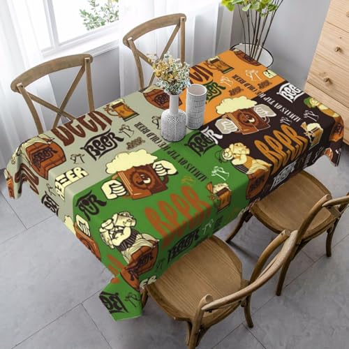 JBYJBX Rechteckige Tischdecke mit Bierdruck, für Esszimmer, Party, Innen- und Außenbereich, dekorative Tischdecke von JBYJBX