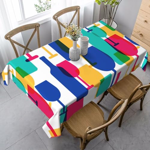JBYJBX Rechteckige Tischdecke mit Cocktailgläsern und Weinflaschen, für Esszimmer, Party, Innen- und Außenbereich, dekorative Tischdecke JBYJBX Rechteckige Tischdecke mit Cocktailgläsern und Weinflaschen, für Esszimmer, Party, Innen- und Außenbereich, dekorative Tischdecke von JBYJBX