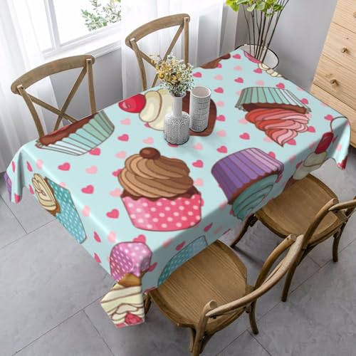 JBYJBX Rechteckige Tischdecke mit Cupcake-Motiv, für Esszimmer, Party, Innen- und Außenbereich, dekorative Tischdecke von JBYJBX