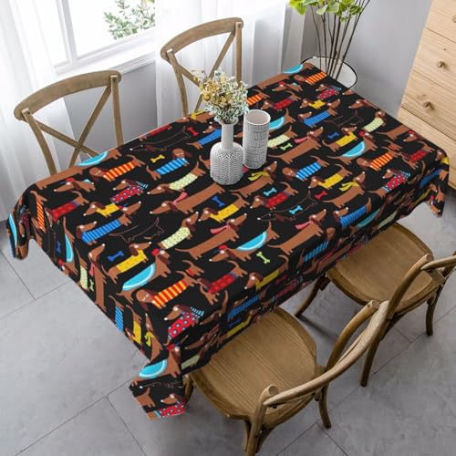 JBYJBX Rechteckige Tischdecke mit Dackel-Aufdruck, für Esszimmer, Party, Innen- und Außenbereich, dekorative Tischdecke von JBYJBX