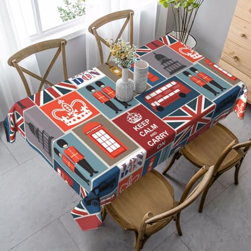 JBYJBX Rechteckige Tischdecke mit England-Symbol-Druck, für Esszimmer, Party, Innen- und Außenbereich, dekorative Tischdecke JBYJBX Rechteckige Tischdecke mit England-Symbol-Druck, für Esszimmer, Party, Innen- und Außenbereich, dekorative Tischdecke von JBYJBX