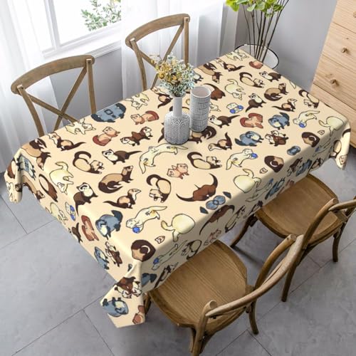 JBYJBX Rechteckige Tischdecke mit Frettchen-Aufdruck, für Esszimmer, Party, Innen- und Außenbereich, dekorative Tischdecke JBYJBX Rechteckige Tischdecke mit Frettchen-Aufdruck, für Esszimmer, Party, Innen- und Außenbereich, dekorative Tischdecke von JBYJBX