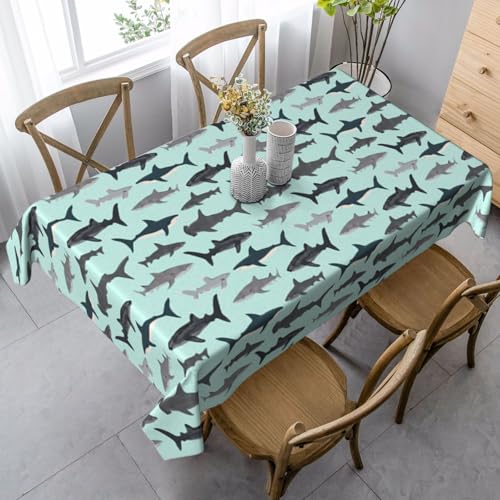 JBYJBX Rechteckige Tischdecke mit Hai-Druck, für Esszimmer, Party, Innen- und Außenbereich, dekorative Tischdecke von JBYJBX