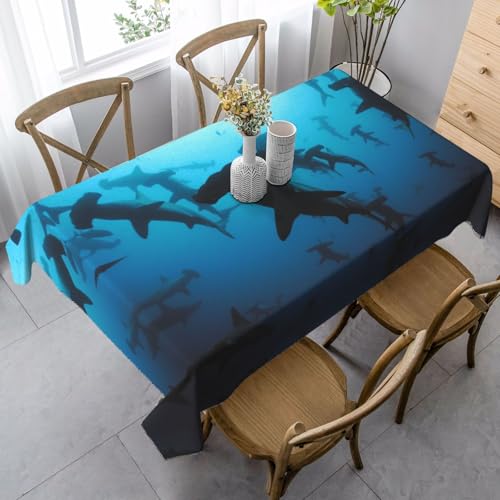 JBYJBX Rechteckige Tischdecke mit Hammerhai-Aufdruck, für Esszimmer, Party, Innen- und Außenbereich, dekorative Tischdecke von JBYJBX