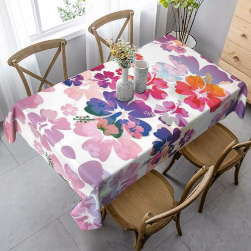 JBYJBX Rechteckige Tischdecke mit Hawaii-Blumendruck, für Esszimmer, Party, Innen- und Außenbereich, dekorative Tischdecke von JBYJBX