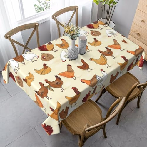 JBYJBX Rechteckige Tischdecke mit Hühnermuster, für Esszimmer, Party, Innen- und Außenbereich, dekorative Tischdecke von JBYJBX