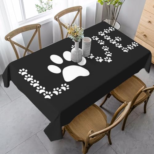JBYJBX Rechteckige Tischdecke mit Hundepfotenabdruck, für Esszimmer, Party, Innen- und Außenbereich, dekorative Tischdecke von JBYJBX