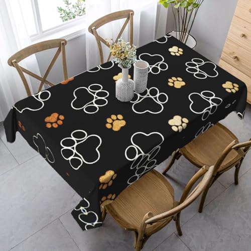 JBYJBX Rechteckige Tischdecke mit Hundepfotenabdruck, für Esszimmer, Party, Innen- und Außenbereich, dekorative Tischdecke von JBYJBX