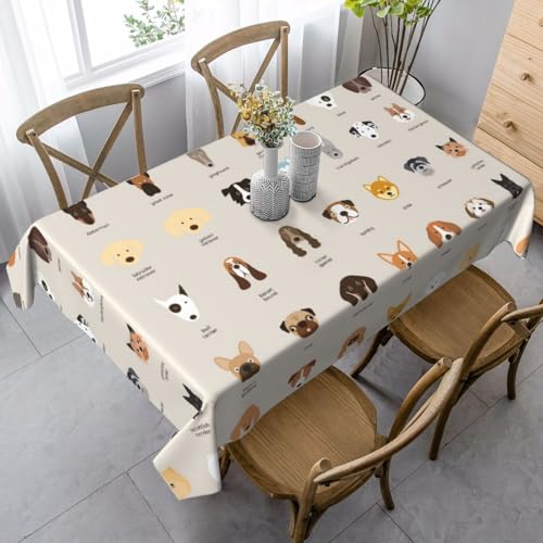 JBYJBX Rechteckige Tischdecke mit Hunderassen-Aufdruck, für Esszimmer, Party, Innen- und Außenbereich, dekorative Tischdecke von JBYJBX