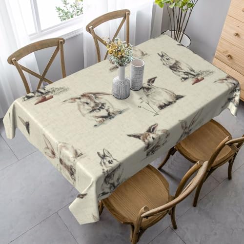 JBYJBX Rechteckige Tischdecke mit Kaninchen-Hintergrund, für Esszimmer, Party, Innen- und Außenbereich, dekorative Tischdecke von JBYJBX