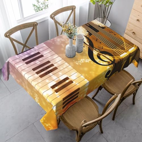 JBYJBX Rechteckige Tischdecke mit Klavier- und Violinen-Motiv, für Esszimmer, Party, Innen- und Außenbereich, dekorative Tischdecke JBYJBX Rechteckige Tischdecke mit Klavier- und Violinen-Motiv, für Esszimmer, Party, Innen- und Außenbereich, dekorative Tischdecke von JBYJBX