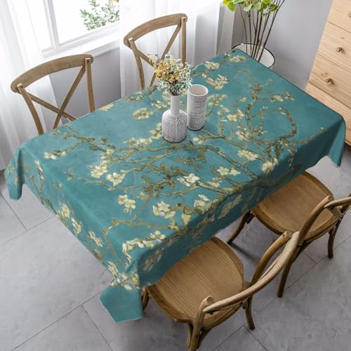 JBYJBX Rechteckige Tischdecke mit Mandelblüten-Druck, für Esszimmer, Party, Innen- und Außenbereich, dekorative Tischdecke von JBYJBX