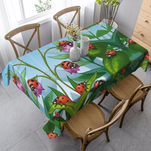 JBYJBX Rechteckige Tischdecke mit Marienkäfer-Druck, für Esszimmer, Party, Innen- und Außenbereich, dekorative Tischdecke JBYJBX Rechteckige Tischdecke mit Marienkäfer-Druck, für Esszimmer, Party, Innen- und Außenbereich, dekorative Tischdecke von JBYJBX