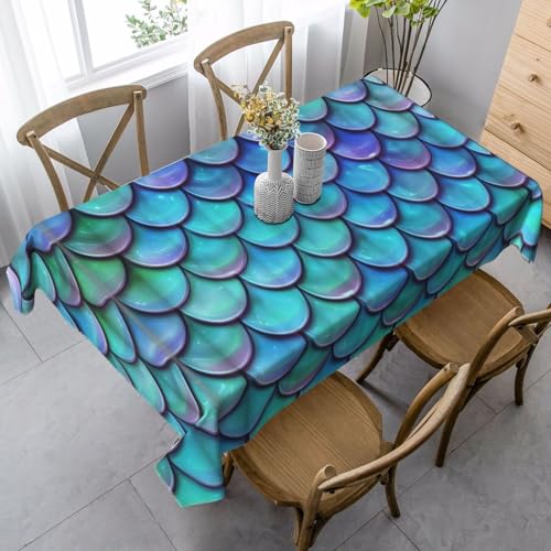 JBYJBX Rechteckige Tischdecke mit Meerjungfrauen-Motiv, für Esszimmer, Party, Innen- und Außenbereich, dekorative Tischdecke von JBYJBX