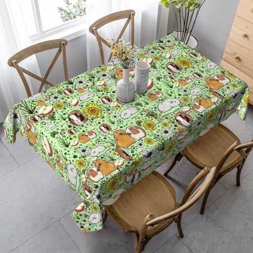JBYJBX Rechteckige Tischdecke mit Meerschweinchen-Druck, für Esszimmer, Party, Innen- und Außenbereich, dekorative Tischdecke von JBYJBX