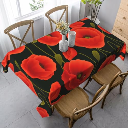 JBYJBX Rechteckige Tischdecke mit Mohnblumen-Druck, für Esszimmer, Party, Innen- und Außenbereich, dekorative Tischdecke von JBYJBX