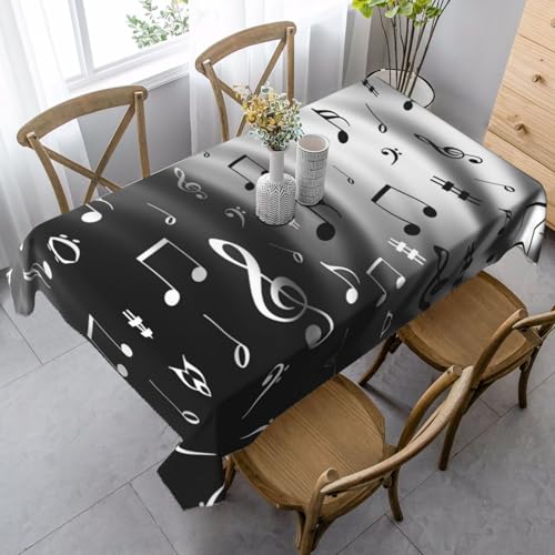 JBYJBX Rechteckige Tischdecke mit Musiknoten-Druck, für Esszimmer, Party, Innen- und Außenbereich, dekorative Tischdecke von JBYJBX