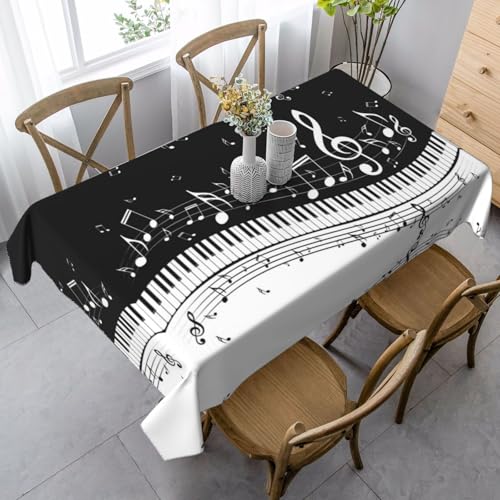 JBYJBX Rechteckige Tischdecke mit Musiknoten-Druck, für Esszimmer, Party, Innen- und Außenbereich, dekorative Tischdecke von JBYJBX