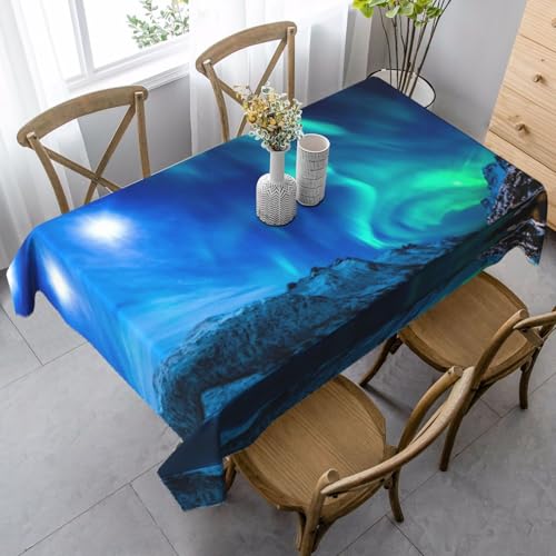 JBYJBX Rechteckige Tischdecke mit Nordlichter-Druck, für Esszimmer, Party, Innen- und Außenbereich, dekorative Tischdecke von JBYJBX