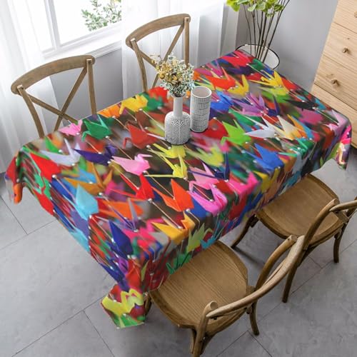 JBYJBX Rechteckige Tischdecke mit Origami-Papierkranich-Druck, für Esszimmer, Party, Innen- und Außenbereich, dekorative Tischdecke von JBYJBX
