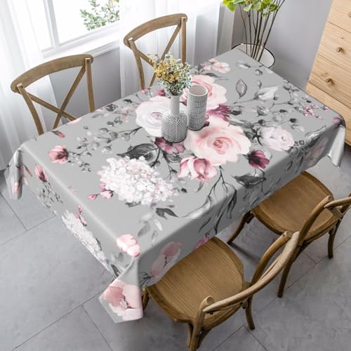 JBYJBX Rechteckige Tischdecke mit Pflanzenblumen-Druck, für Esszimmer, Party, Innen- und Außenbereich, dekorative Tischdecke von JBYJBX