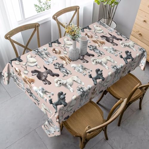JBYJBX Rechteckige Tischdecke mit Pudel-Motiv, für Esszimmer, Party, Innen- und Außenbereich, dekorative Tischdecke von JBYJBX