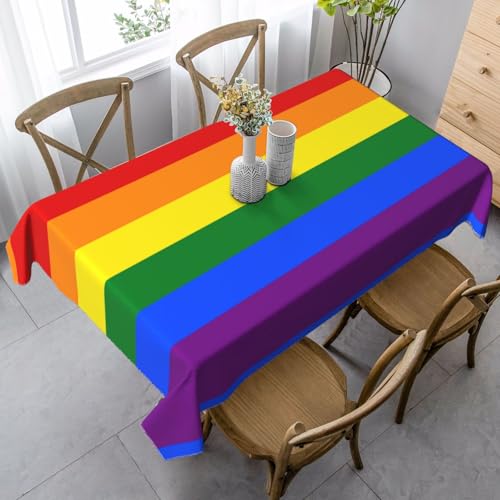 JBYJBX Rechteckige Tischdecke mit Regenbogen-Druck, für Esszimmer, Party, Innen- und Außenbereich, dekorative Tischdecke von JBYJBX