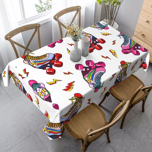 JBYJBX Rechteckige Tischdecke mit Rollschuh-Druck, für Esszimmer, Party, Innen- und Außenbereich, dekorative Tischdecke von JBYJBX