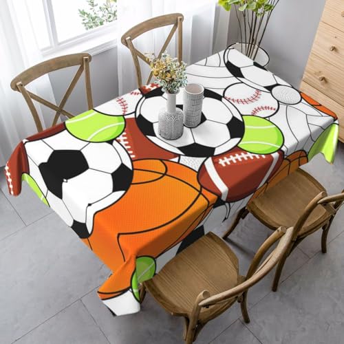 JBYJBX Rechteckige Tischdecke mit Sportball-Druck, für Esszimmer, Party, Innen- und Außenbereich, dekorative Tischdecke von JBYJBX
