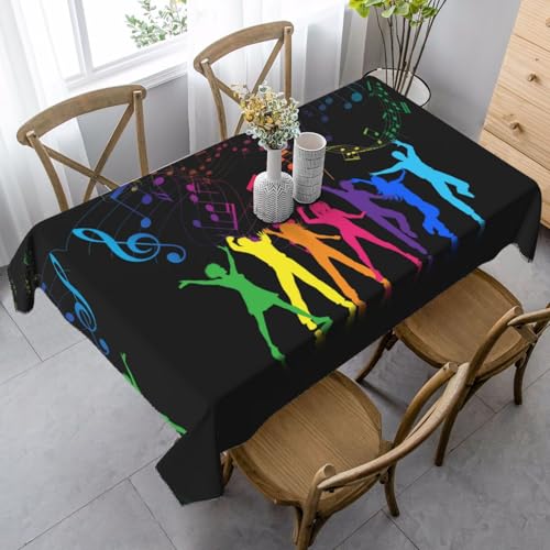 JBYJBX Rechteckige Tischdecke mit Tanz mit Musikdruck, für Esszimmer, Party, Innen- und Außenbereich, dekorative Tischdecke von JBYJBX
