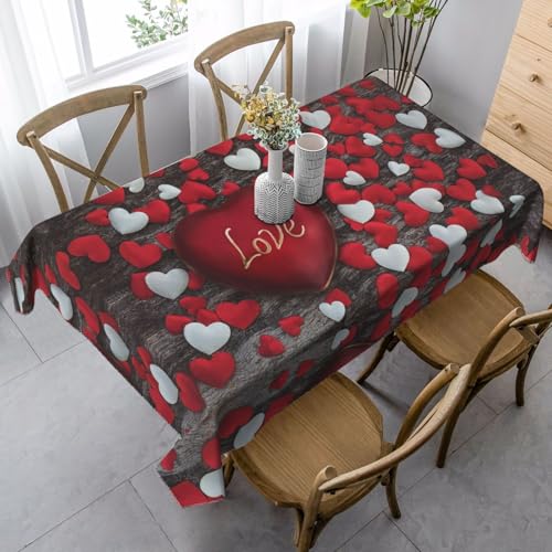 JBYJBX Rechteckige Tischdecke mit Valentinstagsdruck, für Esszimmer, Party, Innen- und Außenbereich, dekorative Tischdecke von JBYJBX