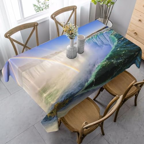 JBYJBX Rechteckige Tischdecke mit Wasserfall- und Regenbogen-Druck, für Esszimmer, Party, Innen- und Außenbereich, dekorative Tischdecke JBYJBX Rechteckige Tischdecke mit Wasserfall- und Regenbogen-Druck, für Esszimmer, Party, Innen- und Außenbereich, dekorative Tischdecke von JBYJBX