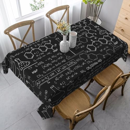 JBYJBX Rechteckige Tischdecke mit abstrakter Wissenschaft und Chemie, 3D-Druck, für Esszimmer, Party, Innen- und Außenbereich, dekorative Tischdecke von JBYJBX