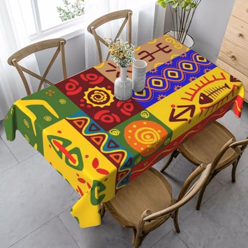 JBYJBX Rechteckige Tischdecke mit afrikanischem Nationalmuster, für Esszimmer, Party, Innen- und Außenbereich, dekorative Tischdecke von JBYJBX